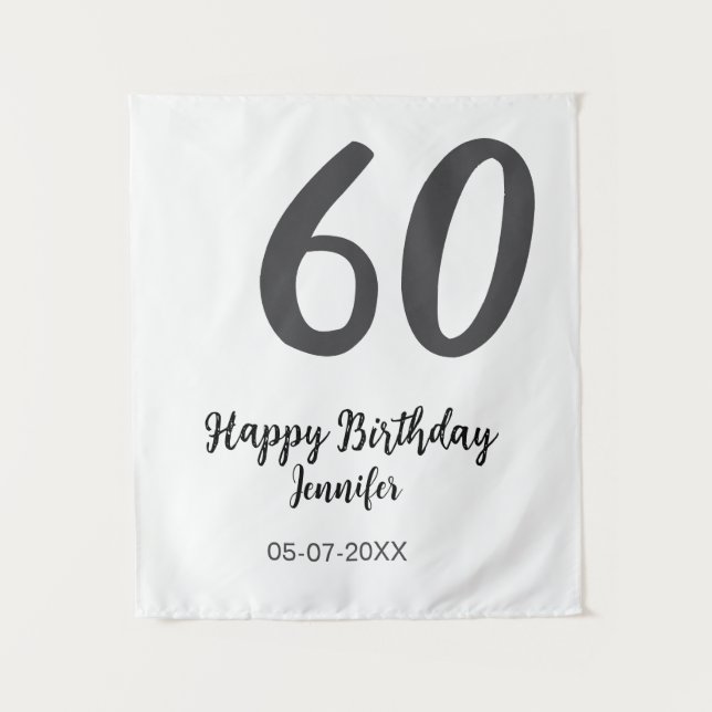 Tapete De Parede modelo de 60º aniversário adicionar nome data ano  (Frente)