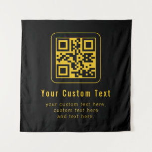 Tapete De Parede Modelo de QR Code e Texto Editável   Preto e Doura