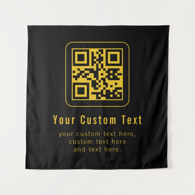 Tapete De Parede Modelo de QR Code e Texto Editável | Preto e Doura (Frente)