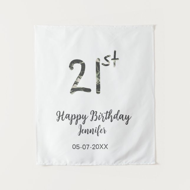 Tapete De Parede modelo preto de aniversário de 21 anos adicionar n (Frente)