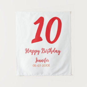 Tapete De Parede modelo vermelho de 10º aniversário adicionar nome