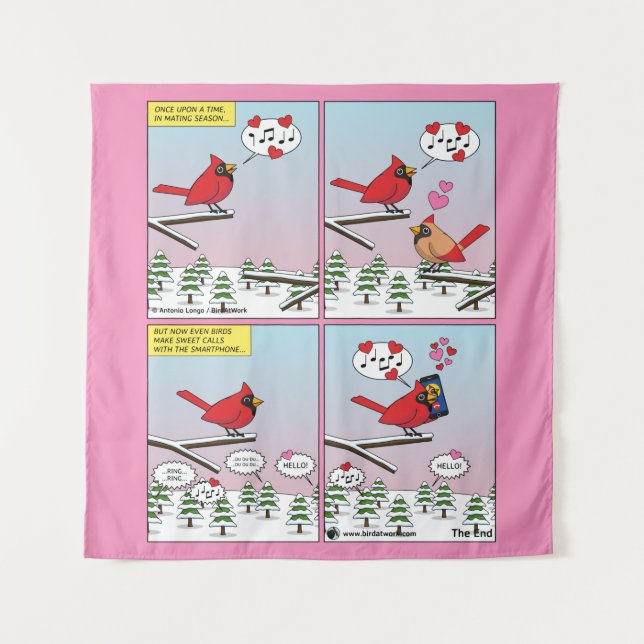 Tapete De Parede Modern Bird Mating Calls Comic (Frente)
