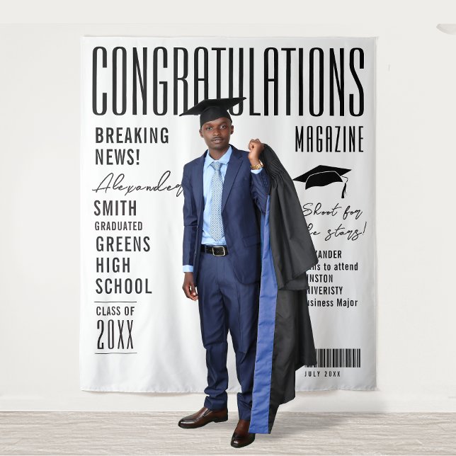 Tapete De Parede Modern Black And White Magazine Cover Grad Party (Criador carregado)