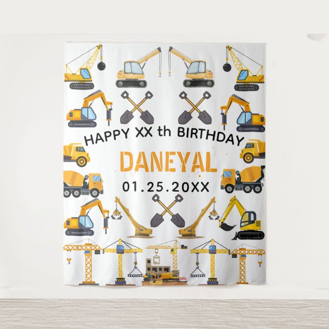Tapete De Parede Modern Construction Simple Kid's Birthday (Frente)