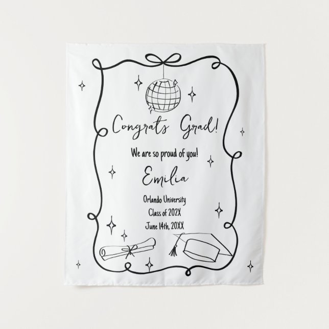 Tapete De Parede Modern doodle Graduation Welcome Sign (Frente)