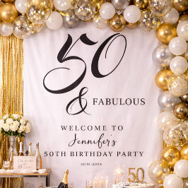 Tapete De Parede Modern Elegant Black White Fifty Fabulous Birthday