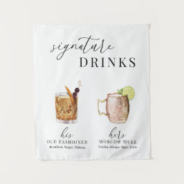 Tapete De Parede Modern Elegant Watercolor Signature Drinks Sign