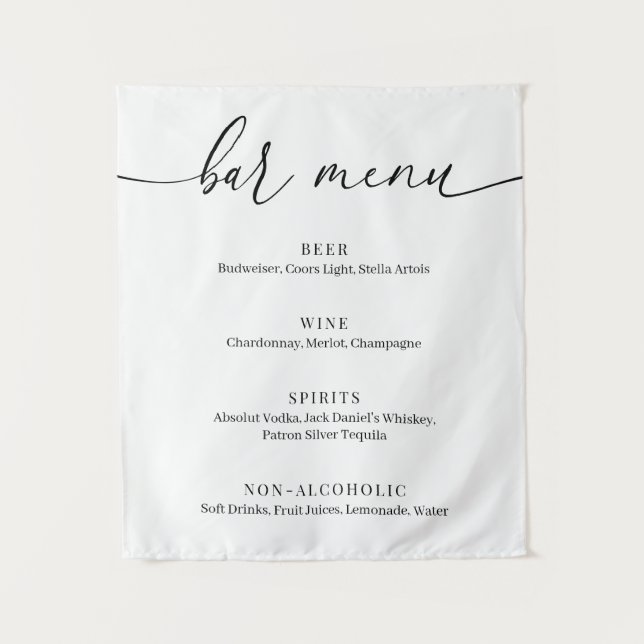 Tapete De Parede Modern Elegant Wedding Bar Menu (Frente)