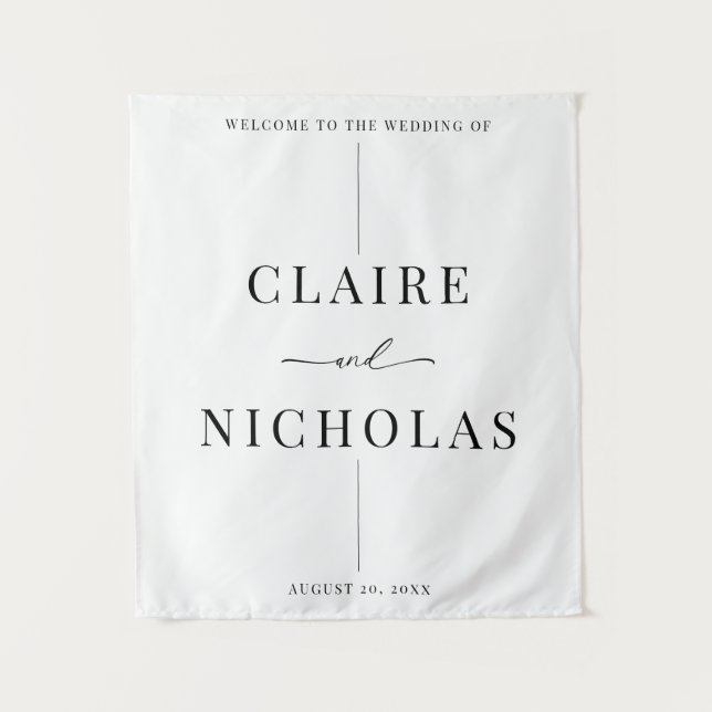 Tapete De Parede Modern Elegant Wedding Welcome Sign (Frente)