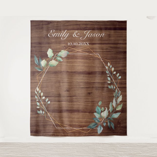 Tapete De Parede Modern Rustic Floral Wedding Backdrop (Frente)