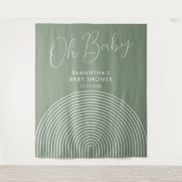 Tapete De Parede Modern Sage Green Baby Shower Backdrop