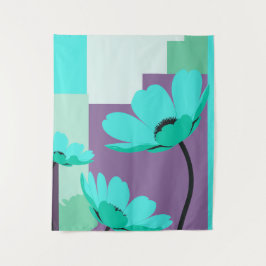 Tapete De Parede Modern Turquoise Floral Tapestry