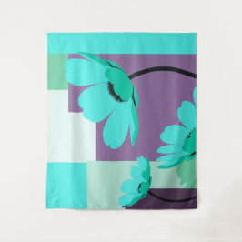Tapete De Parede Modern Turquoise Floral Wall Tapestry