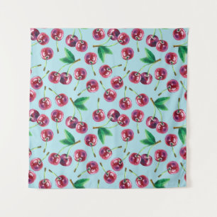 Tapete De Parede Modern Watercolor Cherries: Juicy Berry Patterno