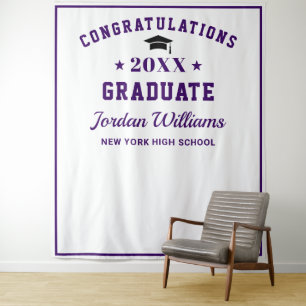 Tapete De Parede Modern White Purple Graduation Photo Backdrop