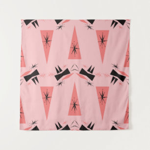 Tapete De Parede Moderno do século médio: Padrão Coral Rosa.