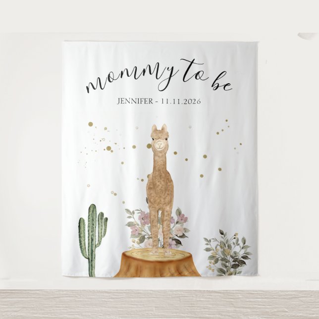 Tapete De Parede Mommy to be alpaca backdrop (Frente)