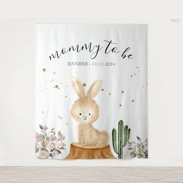 Tapete De Parede Mommy to be rabbit bunny backdrop (Frente)