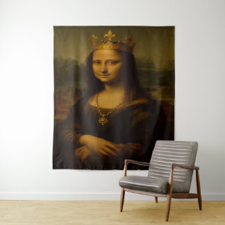 Tapete De Parede Mona Lisa com Coroa de Ouro