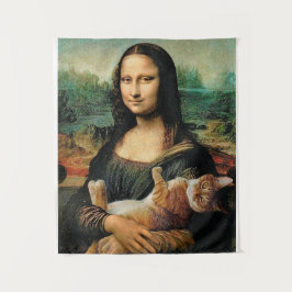 Tapete De Parede Mona Lisa segurando sua arte de gato Leonardo da V