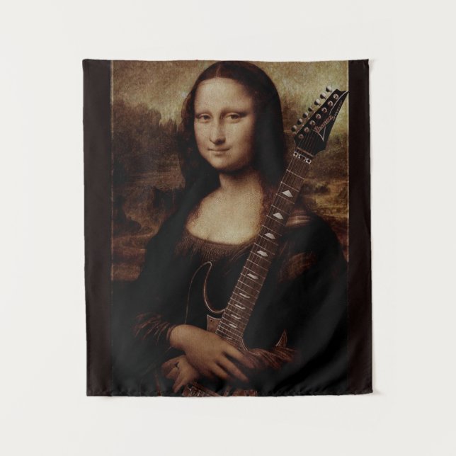 Tapete De Parede Mona Lisa segurando um violão (guitarrista) (Frente)