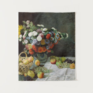 Tapete De Parede Monet Vintage ainda vive com flores e Frutas