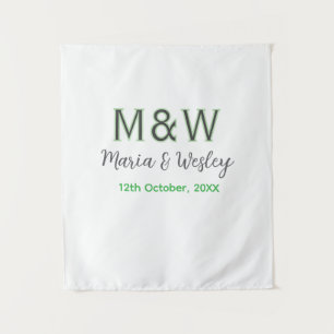 Tapete De Parede Monograma casal cinza verde moderno romântico data
