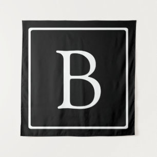 Tapete De Parede Monograma Clássico Simples Preto c/ Texto Branco