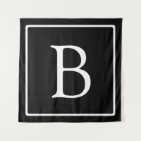 Monograma clássico simples | Preto com texto branc