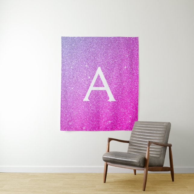 Tapete De Parede Monograma com brilho rosado roxo (In Situ)