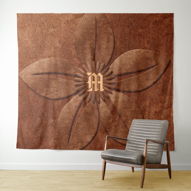 Tapete De Parede Monograma da Flor de Extremidade de Cobre (In Situ (Horizontal))