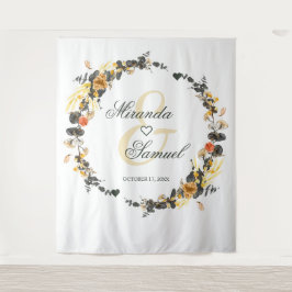 Tapete De Parede Monograma de Noite de Noivado Luxo Dourado