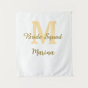 Tapete De Parede Monograma do grupo da noiva dourado simples para c