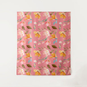 Tapete De Parede Monograma Elegante Aquarela Rosa