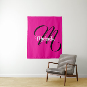 Tapete De Parede Monograma inicial minimalista moderno nome rosa qu