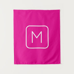 Tapete De Parede Monograma Inicial Simples e Moderno   Rosa e Branc