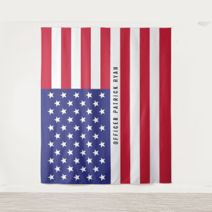Tapete De Parede Monograma Patriótico Vermelho Branco e Azul da Ban