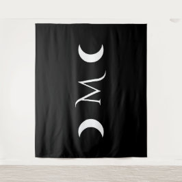 Tapete De Parede Monograma preto-e-branco do Crescente Moderno