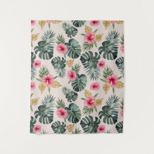 Tapete De Parede Monstera e Hibiscus Pattern