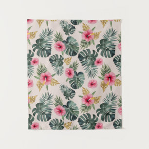 Tapete De Parede Monstera e Hibiscus Pattern