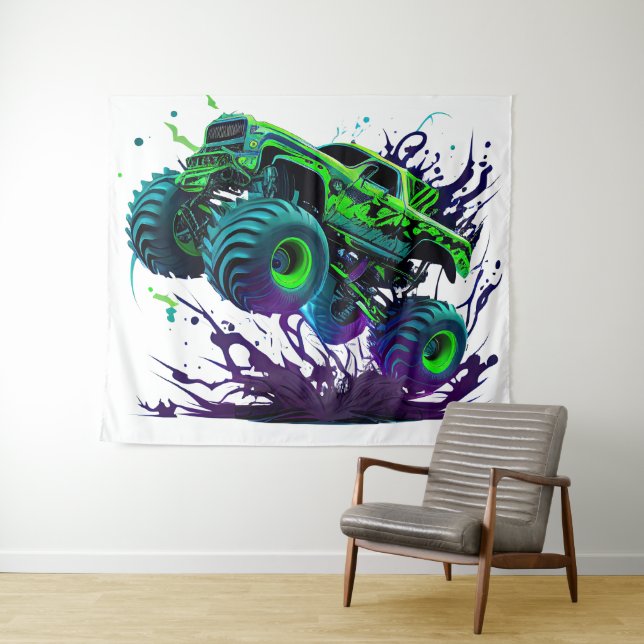 Tapete De Parede Monstro Caminhão Monstro Em Ação 2 (In Situ (Horizontal))