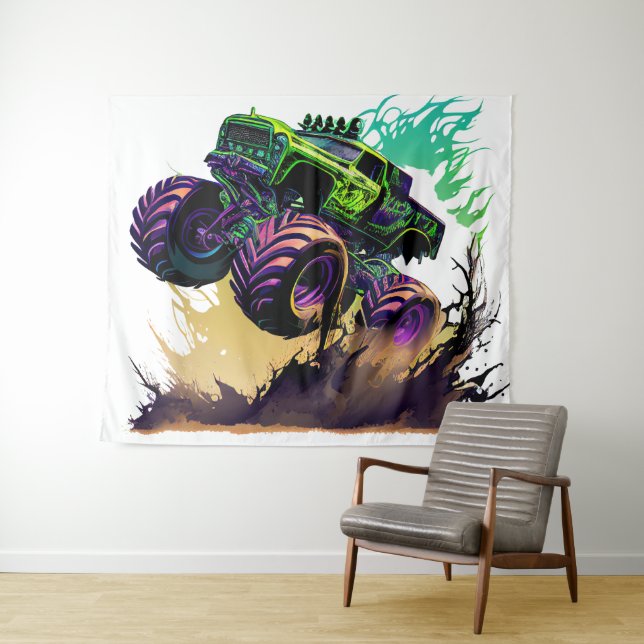 Tapete De Parede Monstro Caminhão Monstro em Ação 5 (In Situ (Horizontal))