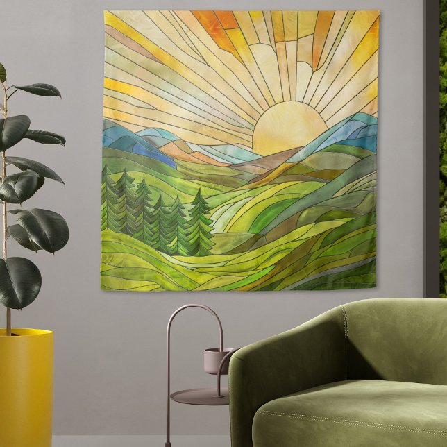 Tapete De Parede Montanha Sunrise Arte Digital Mosaica (Criador carregado)