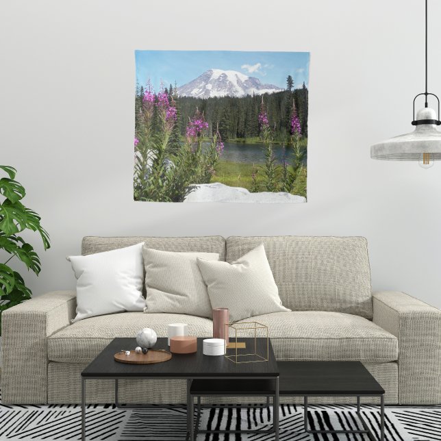 Tapete De Parede Monte Rainier e Flores Selvagens Paisagem Cênica (In Situ (Sofa))