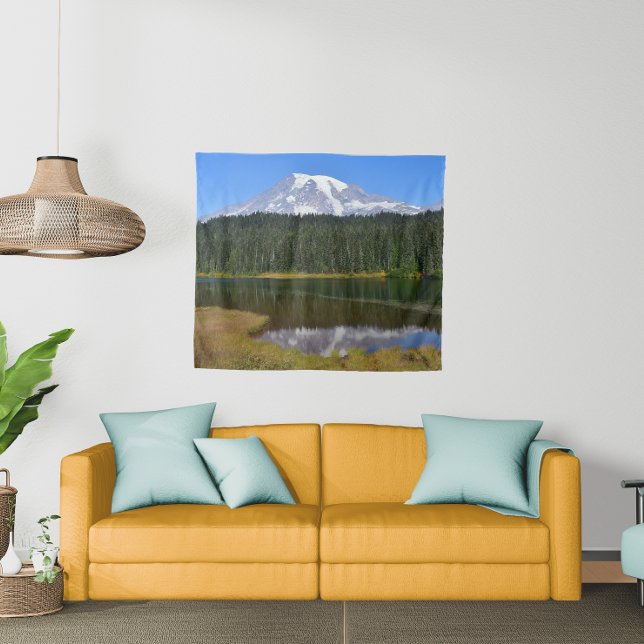Tapete De Parede Monte Rainier e Refletite Lake Photo (In Situ (Sofa))