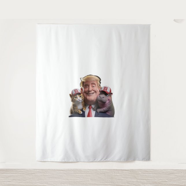 Tapete De Parede Moo Deng 24 Trump's Wild Ride com Cat e Hippo! (Frente)