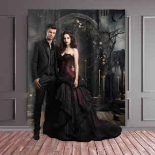 Tapete De Parede Moody Gothic Dark Alter & Arch Cream Rosas XLarge