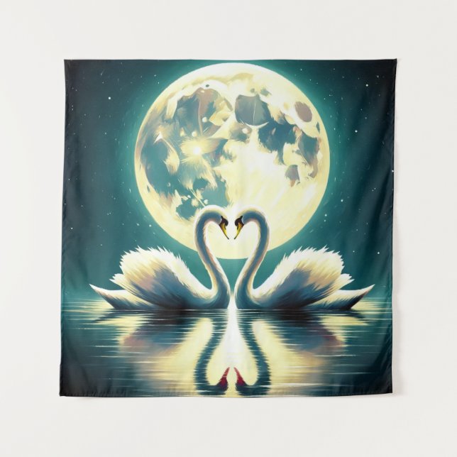 Tapete De Parede Moonlit Swan Serenade (Frente)