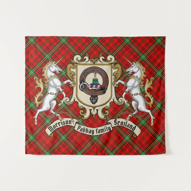 Tapete De Parede Morrison Clan Crachá & Unicorns w/Tartan (Frente (Horizontal))