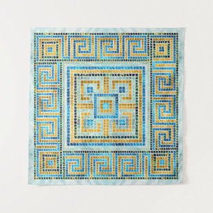 Tapete De Parede Mosaico Azulejo Grego Meander Key